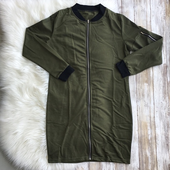 Bomber Military Lightweight Long Duster Sweater - Picture 2 of 4